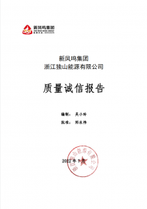 UU国际集团浙江独山能源有限公司2021年质量诚信汇报